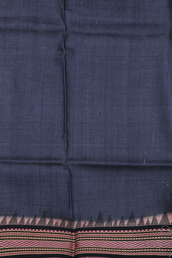 Tussar Silk Saree In Black With Floral Design