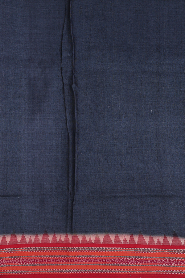 Tussar Silk Saree In Oxford Blue With Floral Design