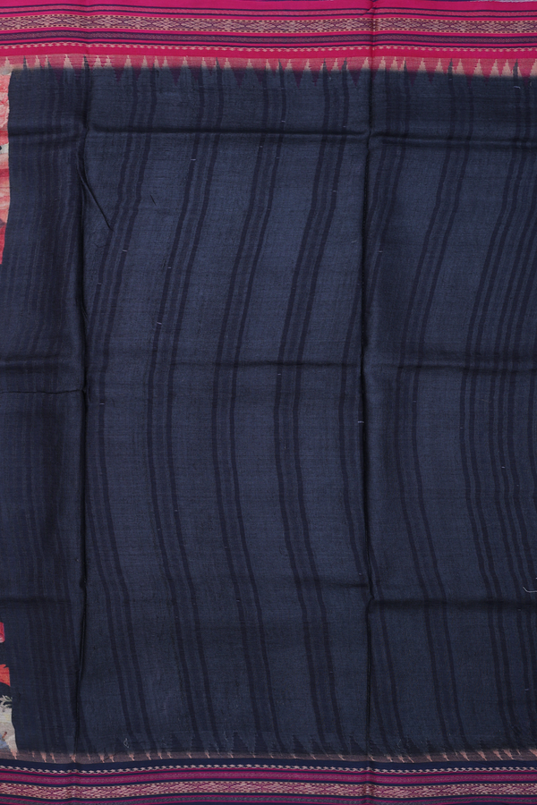 Tussar Silk Saree In Black With Floral Printed Design
