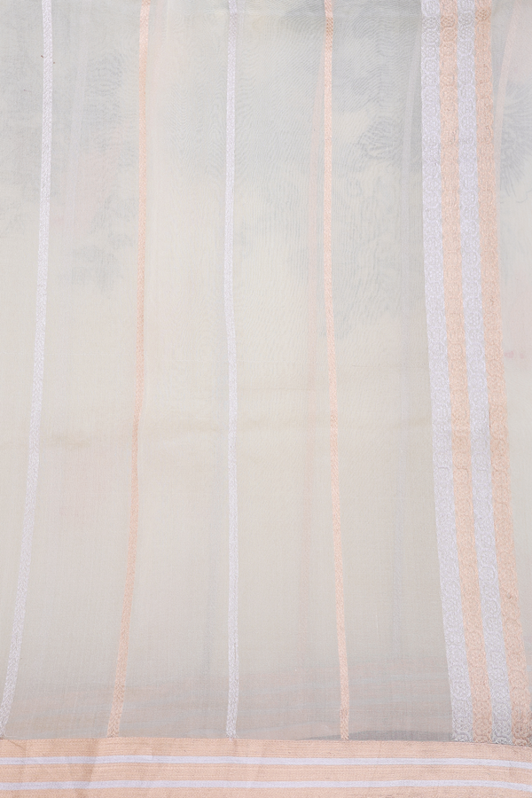 Organza Silk Saree In Cream Color With Floral Design