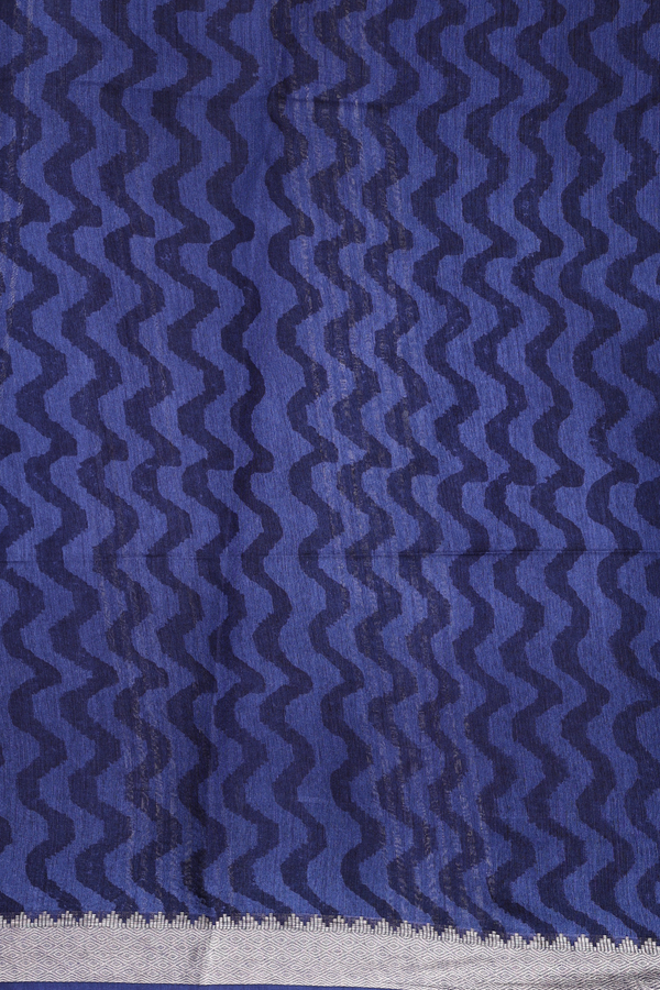 Chanderi Silk Cotton Saree In Blue With Peacock Design