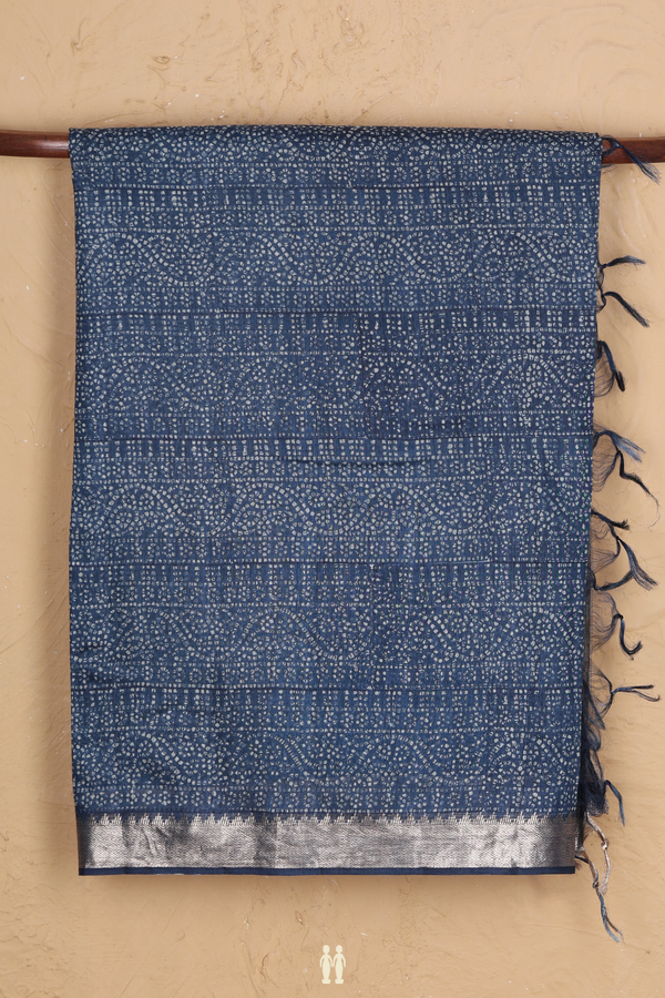 Tussar Silk Saree In Oxford Blue With Allover Design