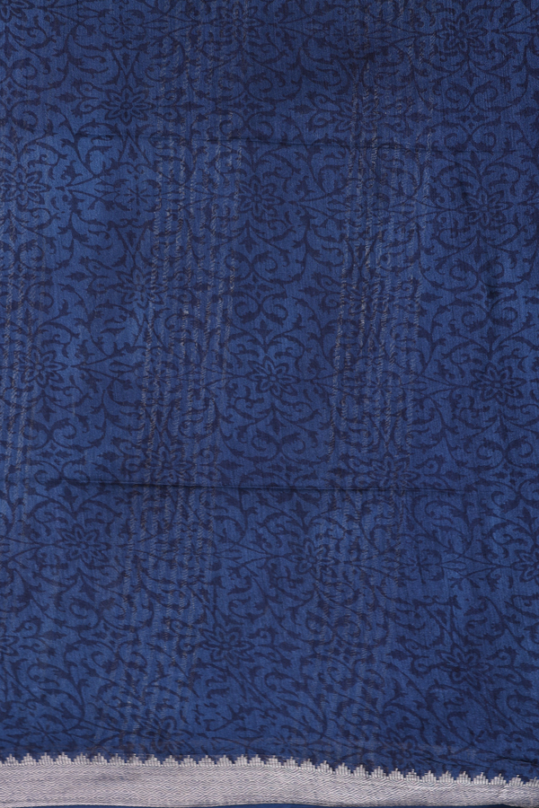 Tussar Silk Saree In Oxford Blue With Allover Design