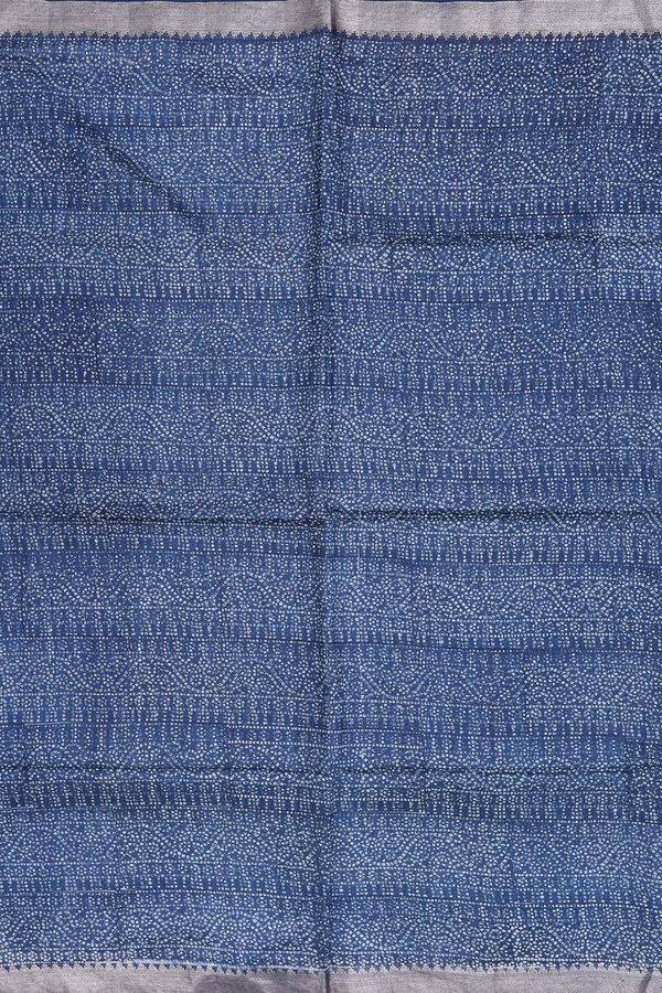 Tussar Silk Saree In Oxford Blue With Allover Design