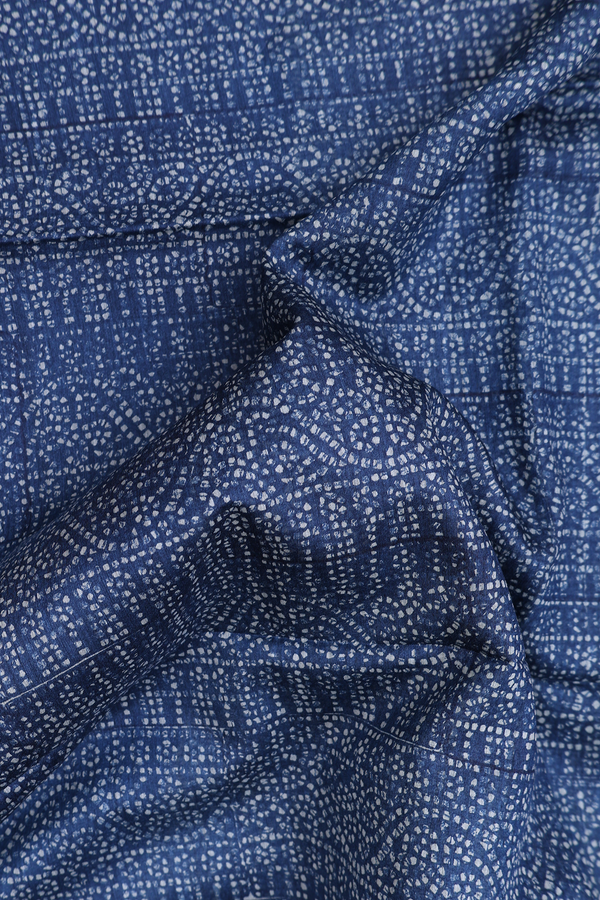 Tussar Silk Saree In Oxford Blue With Allover Design