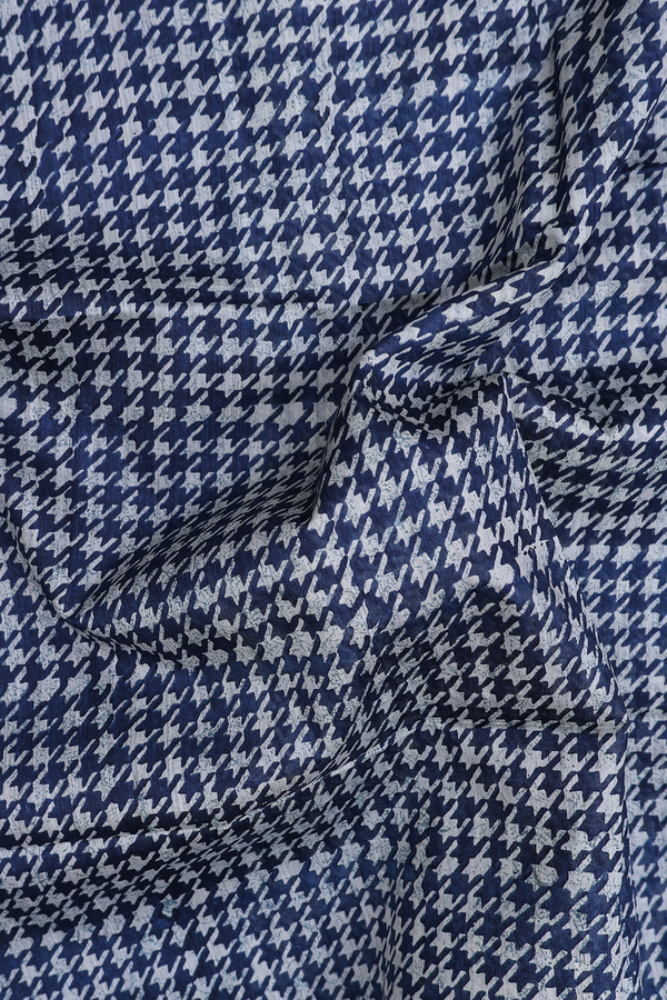 Tussar Silk Saree In Oxford Blue With Printed Design