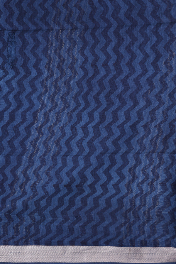 Tussar Silk Saree In Oxford Blue With Printed Design