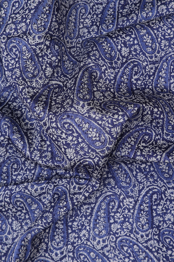 Tussar Silk Saree In Blue With Paisley Design