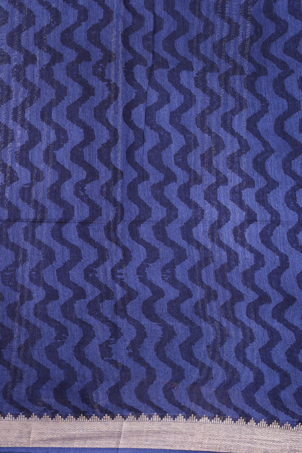 Chanderi Silk Cotton Saree In Blue With Peacock Design