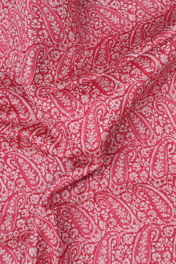 Tussar Silk Saree In Red With Paisley Design