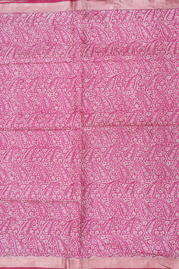 Tussar Silk Saree In Pink With Paisley Design