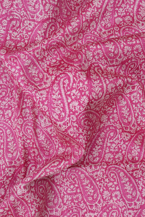 Tussar Silk Saree In Pink With Paisley Design