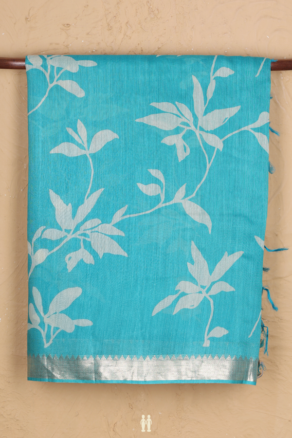 Tussar Silk Saree In Light Blue With Floral Design