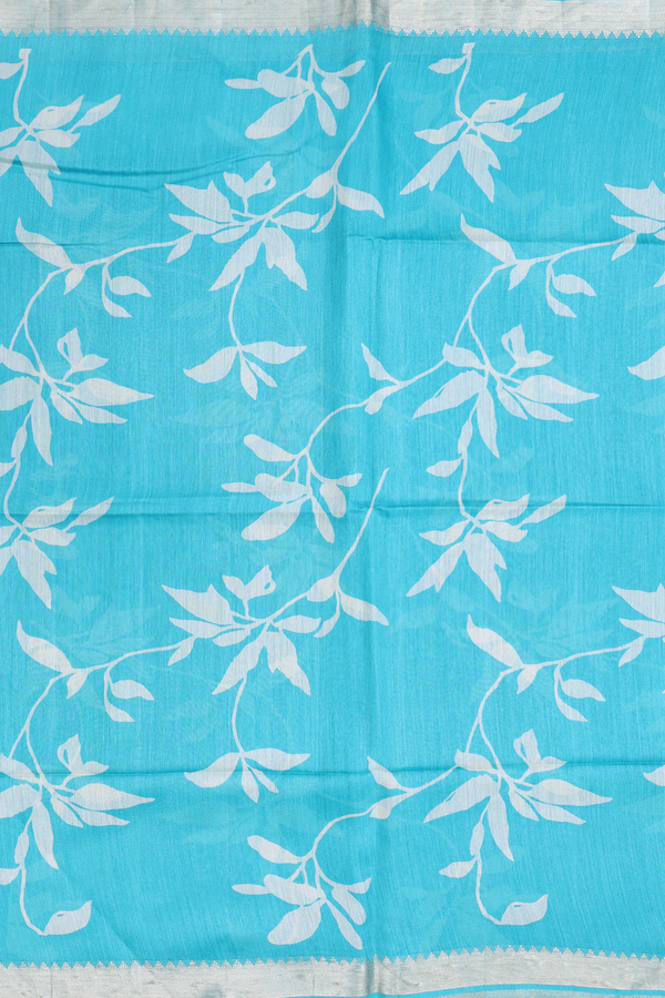 Tussar Silk Saree In Light Blue With Floral Design
