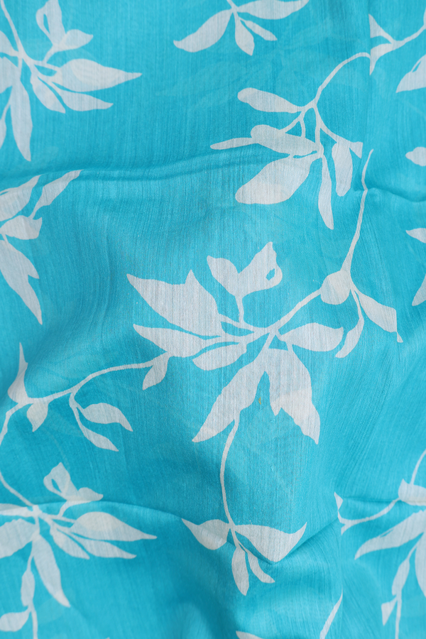 Tussar Silk Saree In Light Blue With Floral Design