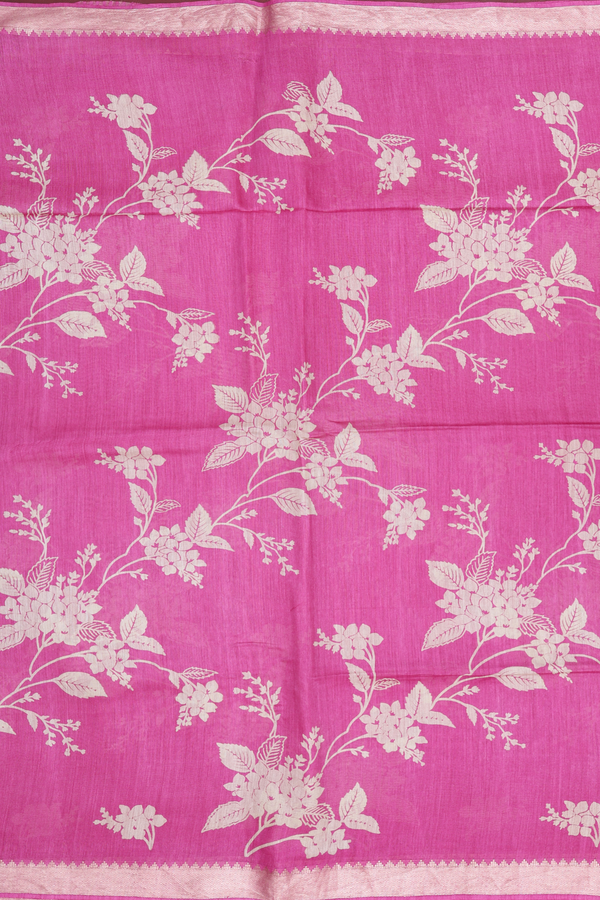 Tussar Silk Saree In Pink With Floral Printed Design