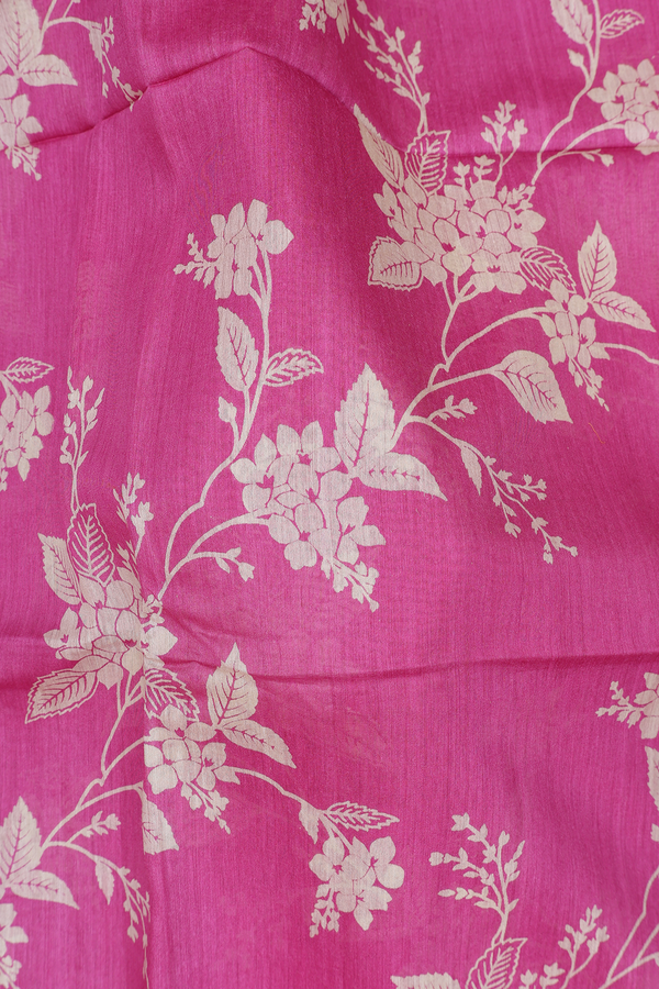 Tussar Silk Saree In Pink With Floral Printed Design