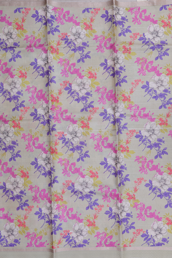 Tussar Silk Saree In Pastel Green With Floral Design