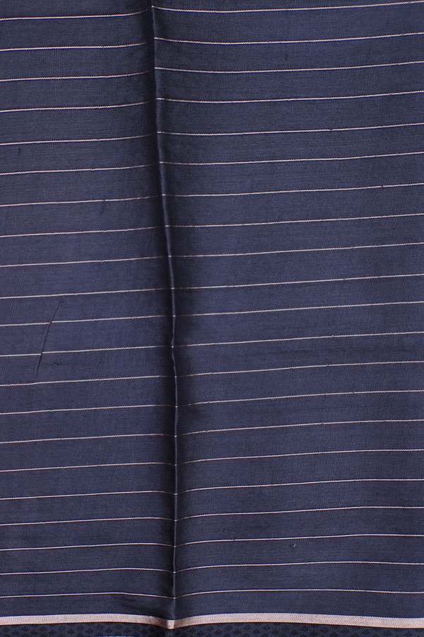 Tussar Silk Saree In Charcoal Grey With Floral Design
