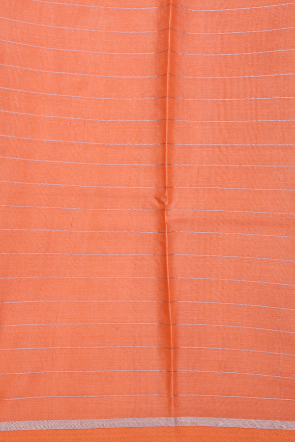 Tussar Silk Saree In Orange With Floral Design