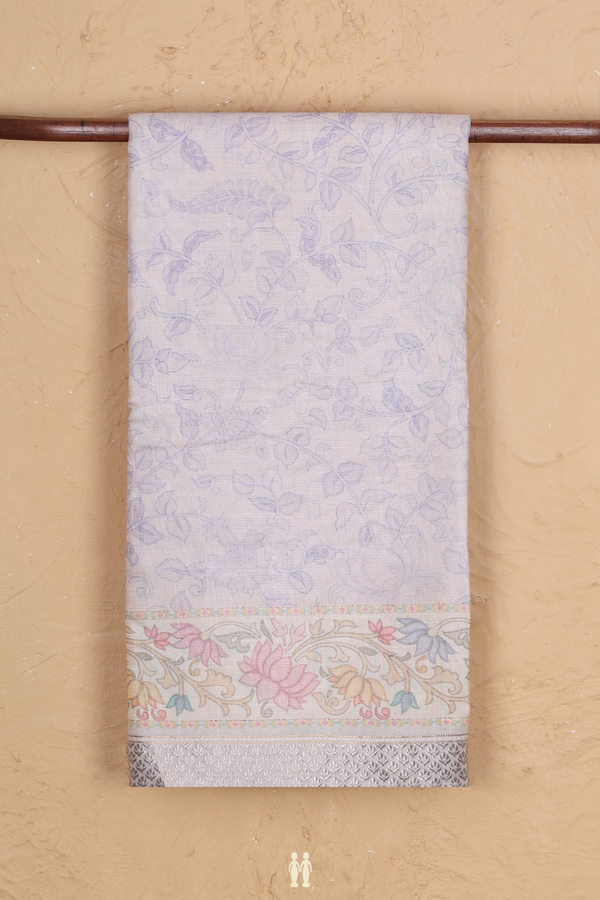 Tussar Silk Saree In Light Pink With Floral Printed Design