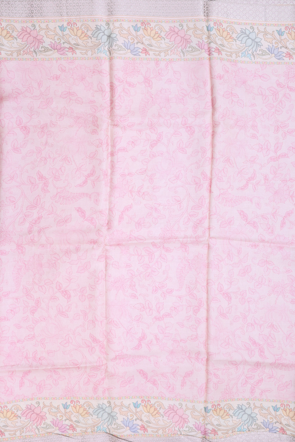 Tussar Silk Saree In Pastel Pink With Floral Design