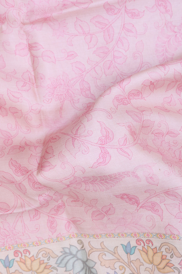 Tussar Silk Saree In Pastel Pink With Floral Design