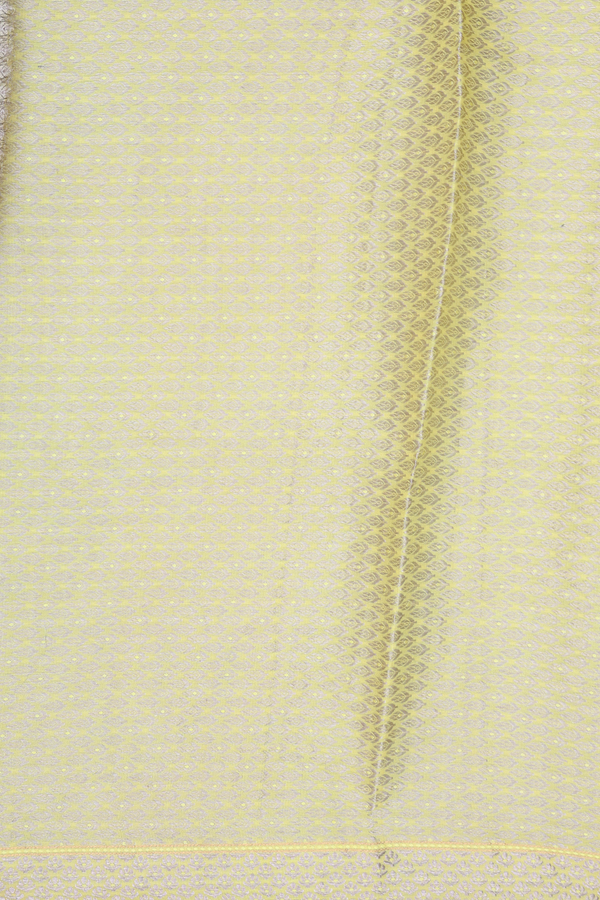 Tussar Silk Saree In Light Yellow With Floral Design