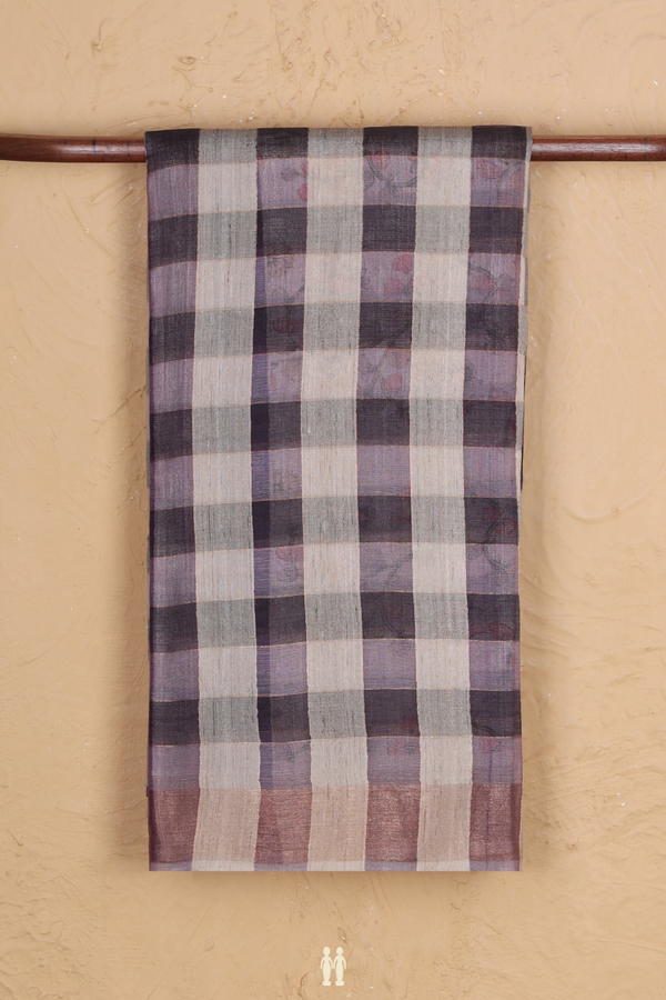 Tussar Silk Saree In Multicolor With Checks Design