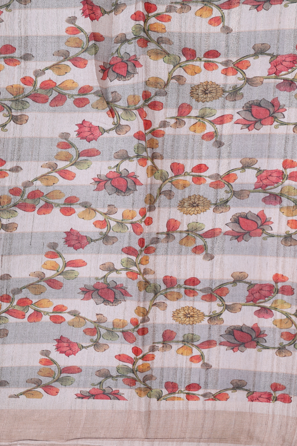 Tussar Silk Saree In Multicolor With Checks Design