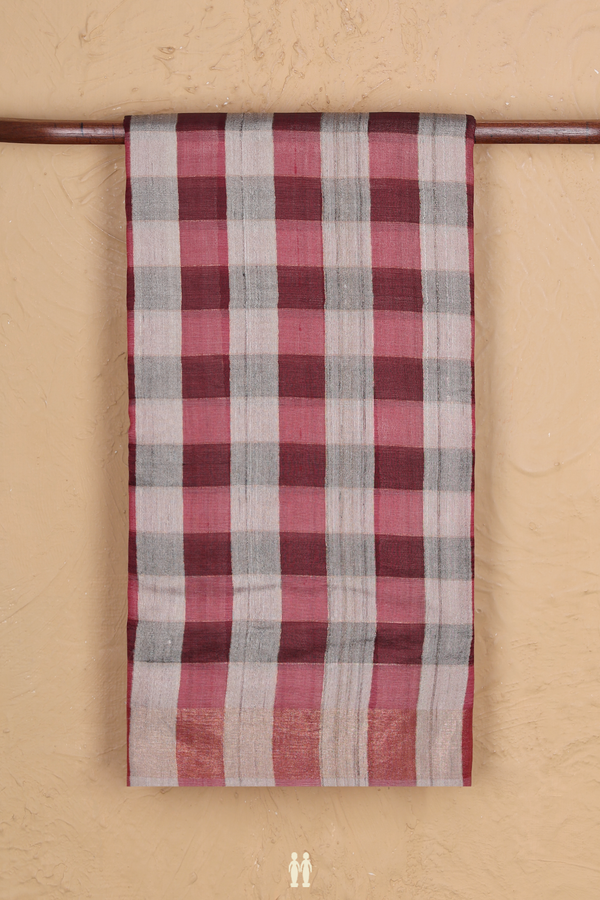 Tussar Silk Saree In Multicolor With Checks Design