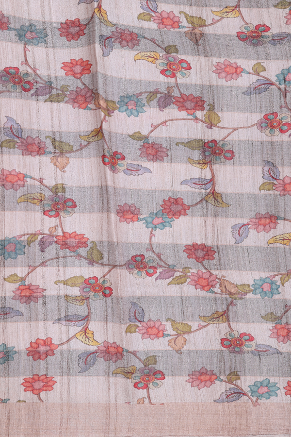 Tussar Silk Saree In Multicolor With Checks Design