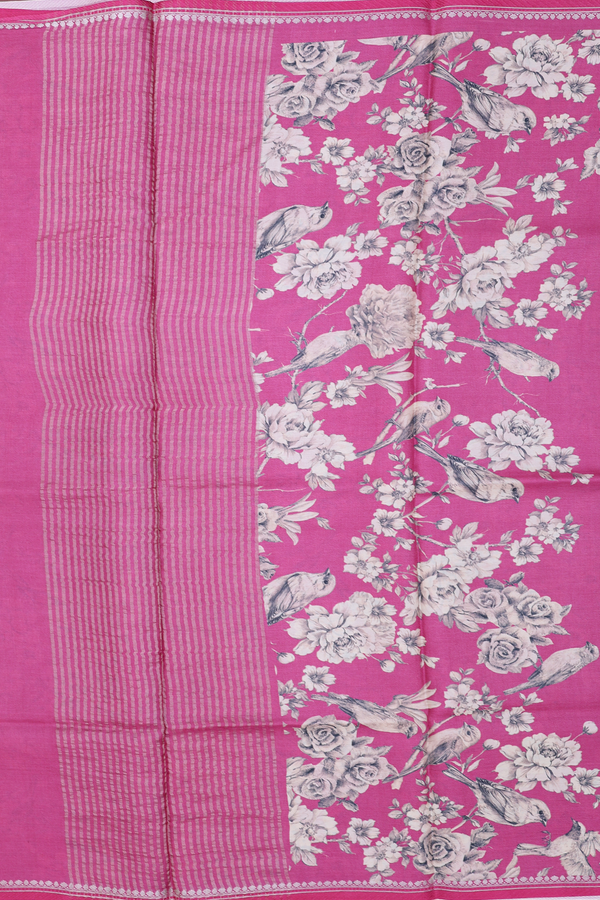 Tussar Silk Saree In Pink With Floral Printed Design