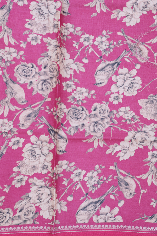 Tussar Silk Saree In Pink With Floral Printed Design