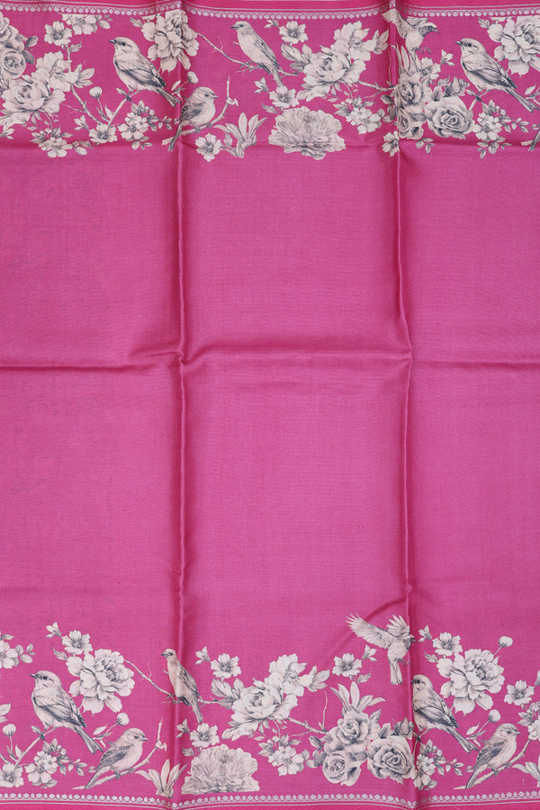 Tussar Silk Saree In Pink With Floral Printed Design