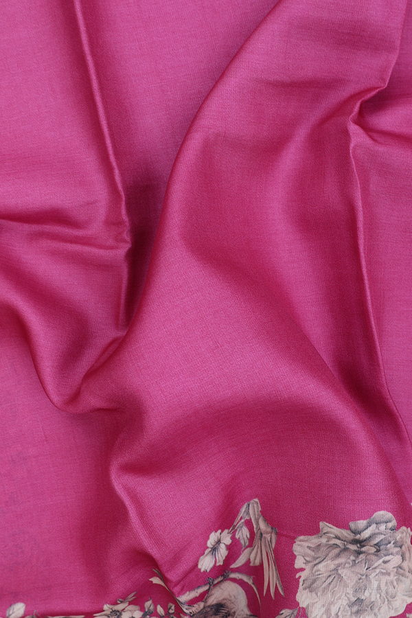 Tussar Silk Saree In Pink With Floral Printed Design
