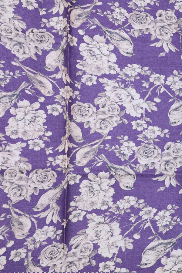 Tussar Silk Saree In Plain Purple With Floral Border