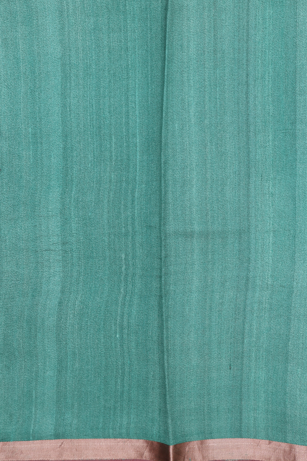 Tussar Silk Saree In Forest Green With Floral Design