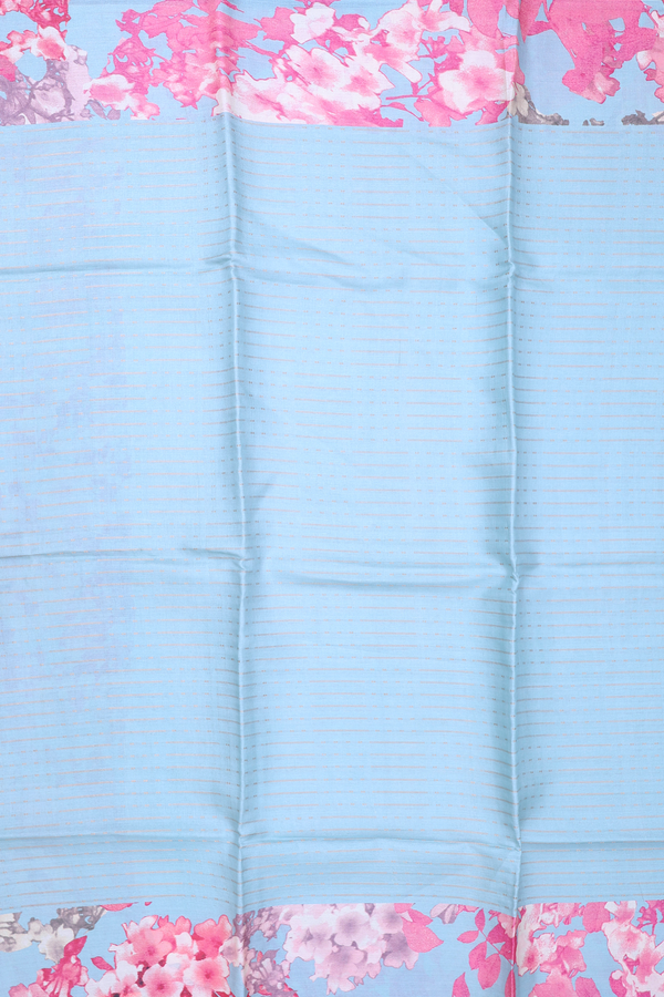 Tussar Silk Saree In Light Blue With Stripes Design