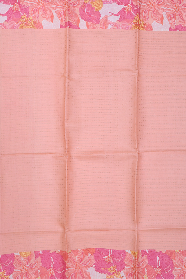 Tussar Silk Saree In Peach With Stripes Design