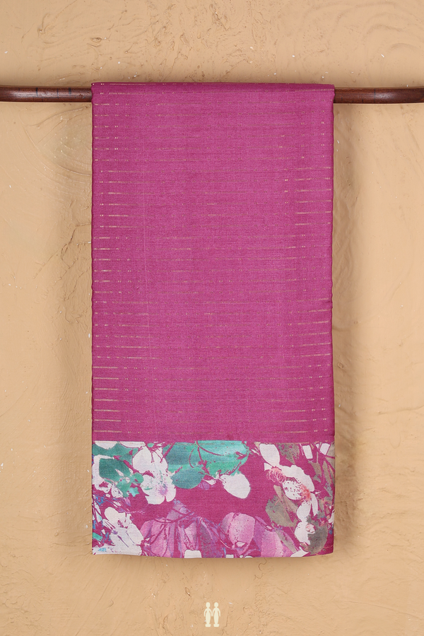 Tussar Silk Saree In Orchid Purple With Stripes Design