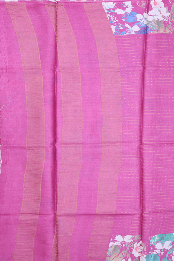 Tussar Silk Saree In Orchid Purple With Stripes Design