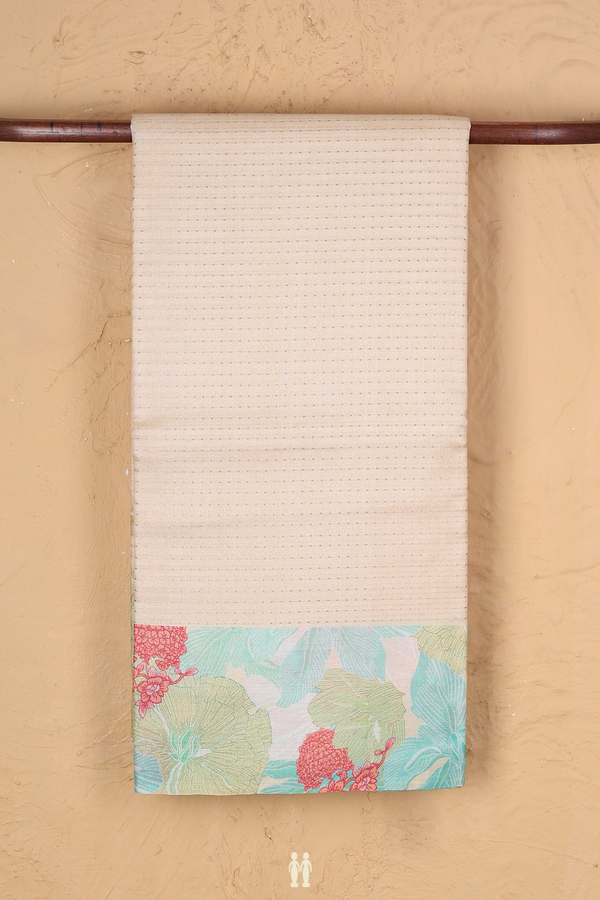 Tussar Silk Saree In Cream Color With Stripes Design