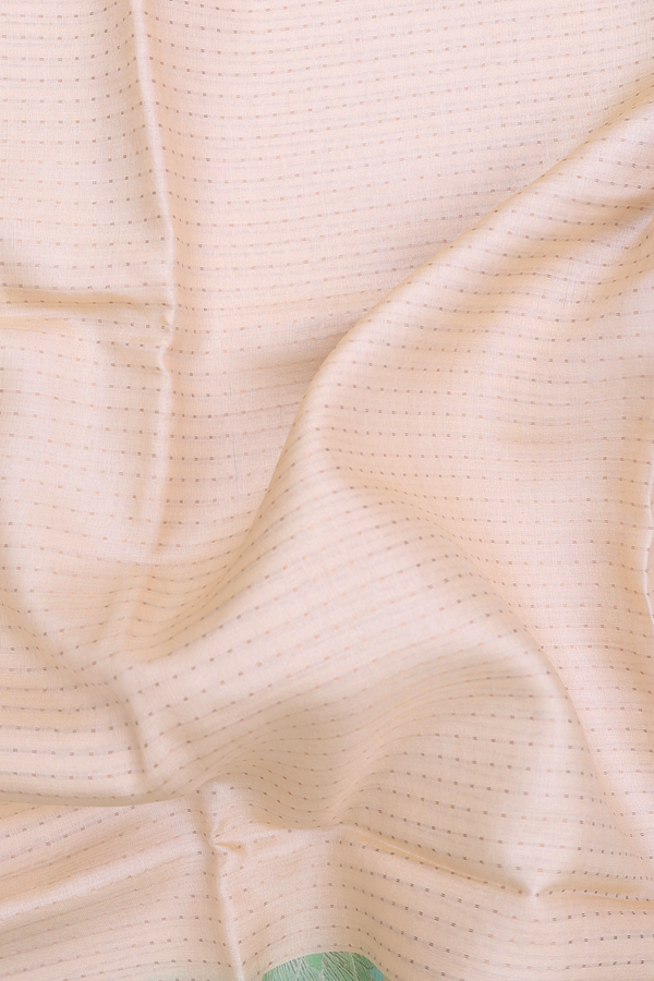 Tussar Silk Saree In Cream Color With Stripes Design