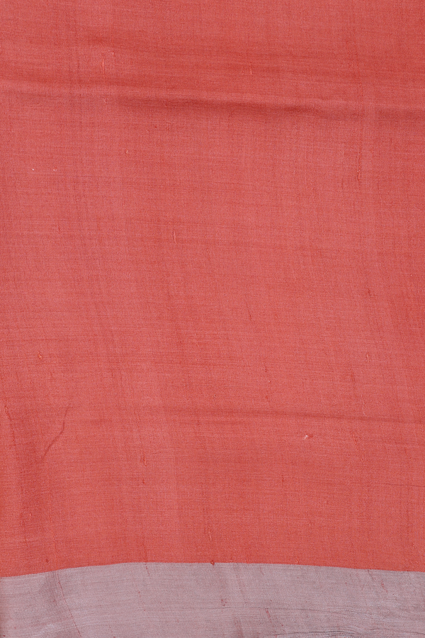 Tussar Silk Saree In Orange With Printed Design
