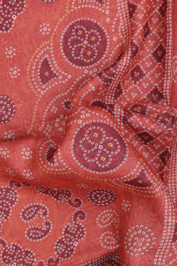 Tussar Silk Saree In Orange With Printed Design