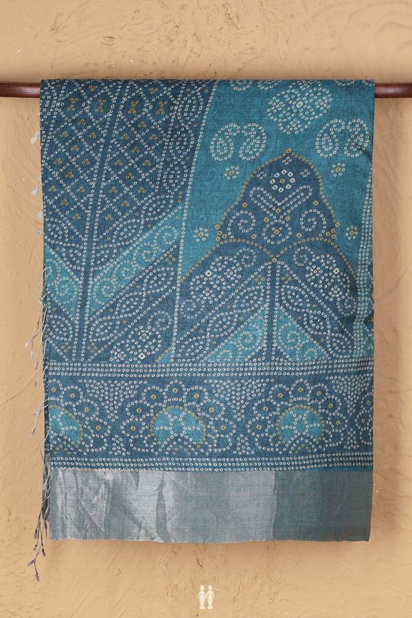 Tussar Silk Saree In Blue With Printed Design
