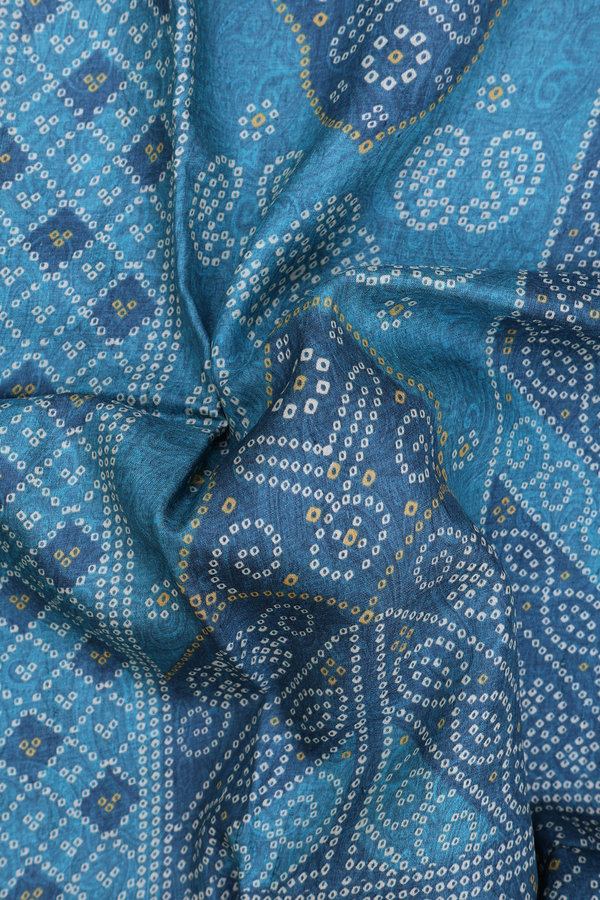 Tussar Silk Saree In Blue With Printed Design