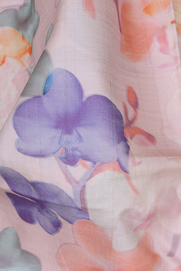 Tussar Silk Saree In Light Pink With Floral Printed Design