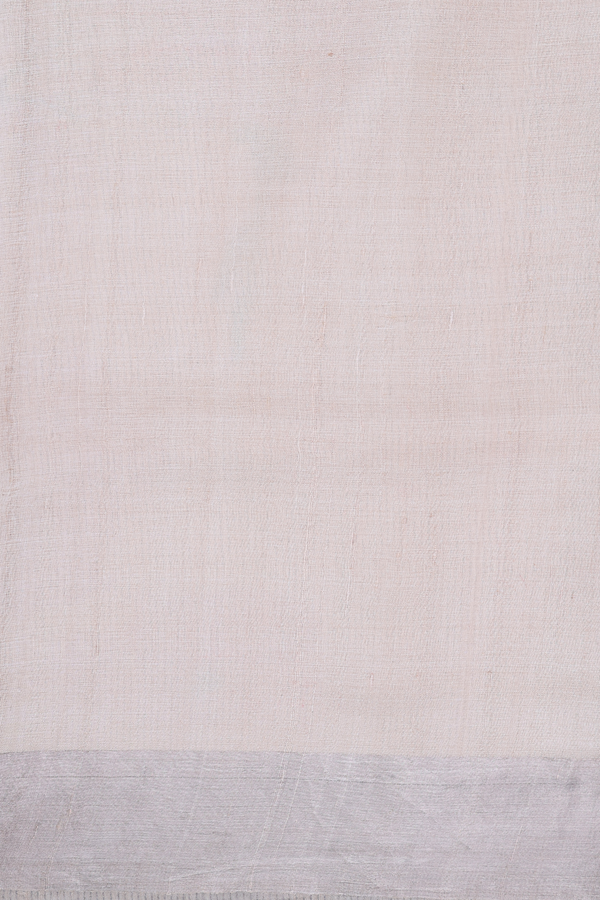 Tussar Silk Saree In Cream Color With Floral Design